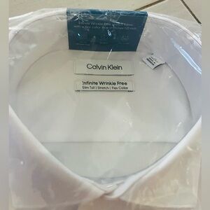 Calvin Klein Infinite Non Iron Slim Tall White Shirt 16 36/37